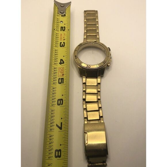 Fossil Watch Parts Case 44mm Crystal Band 20mm Links Gold Tone GY206 - Picture 1 of 9